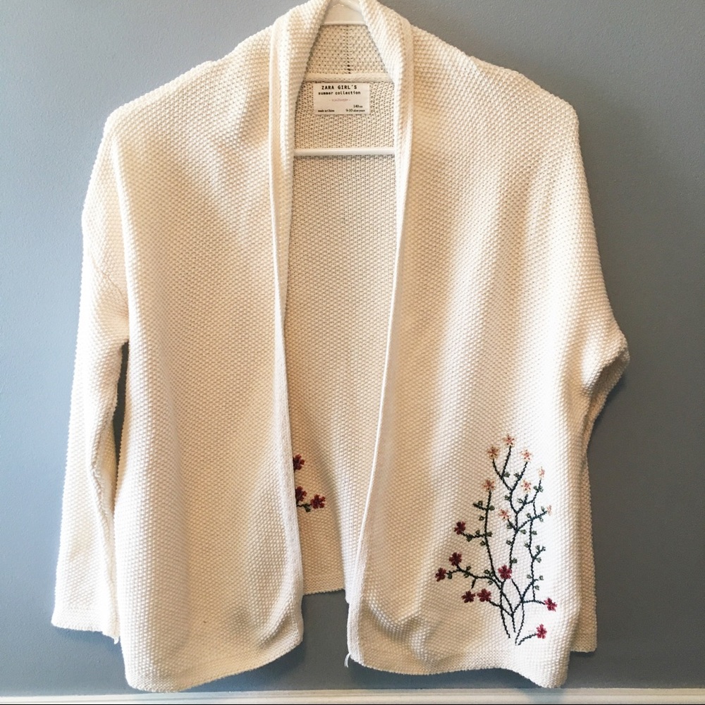 Zara Girls Waffle Open Cardigan